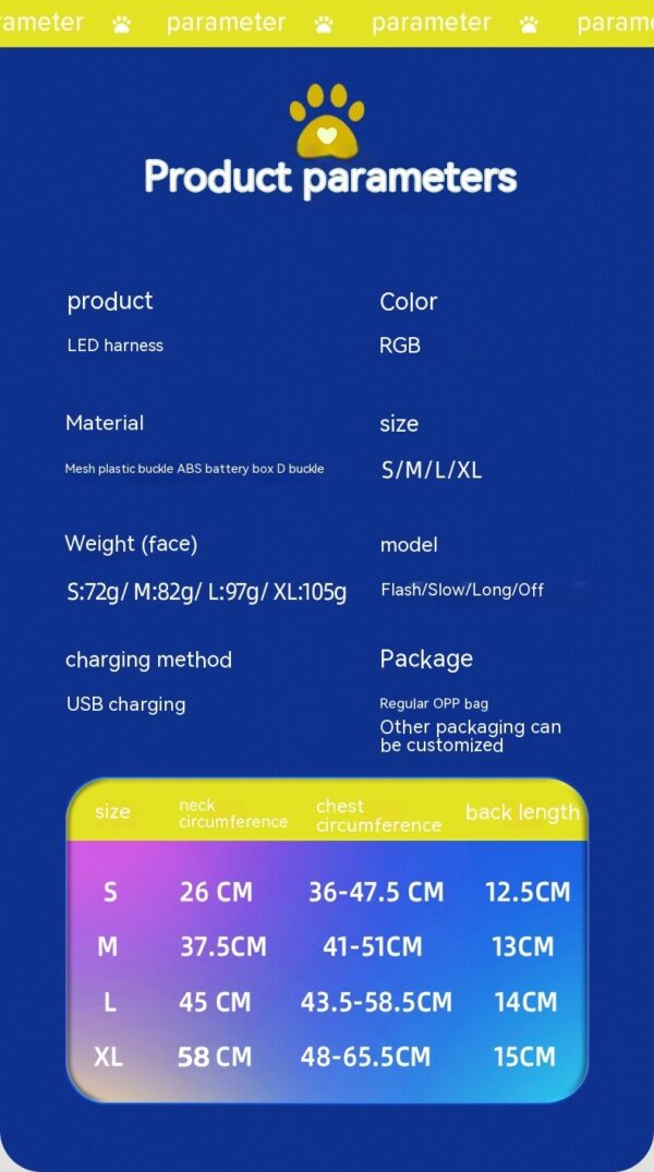 LED Luminous Dog Harness Led USB Charging Dog Chest Strap Vest Pet Safety Reflective Harness Pet Vest For Puppy Large Dog Pet Products - Image 6