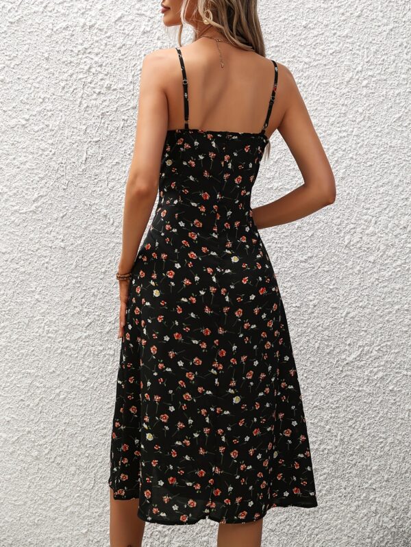 New Polka Dot Print Suspender Dress Summer Sexy Split Long Dresses For Womens Clothing - Image 4
