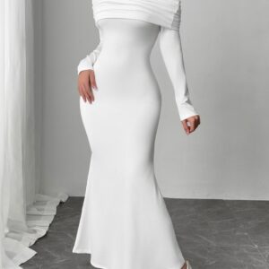 Women's Solid Color One Shoulder Backless Slim Fit Fashionable Casual Dress