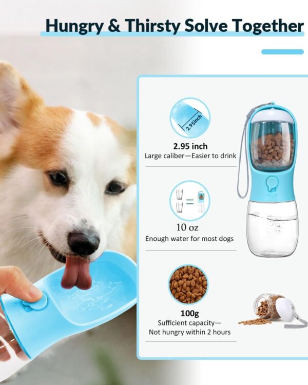 Ravel Puppy Water Bowl Dog Water Bottle With Food Container Portable Pet Dispenser Dog Stuff Accessories Items Puppy Essentials Necessities For Yorkie Chihuahua Cat Walking And Hiking - Image 8