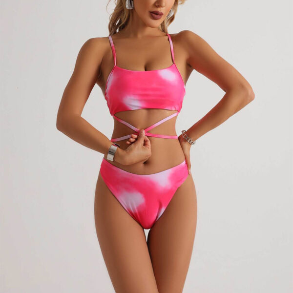 3pcs Tie Dye Print Bikini With Short Skirt Summer Beach Sexy Swimwear Womens Clothing - Image 10