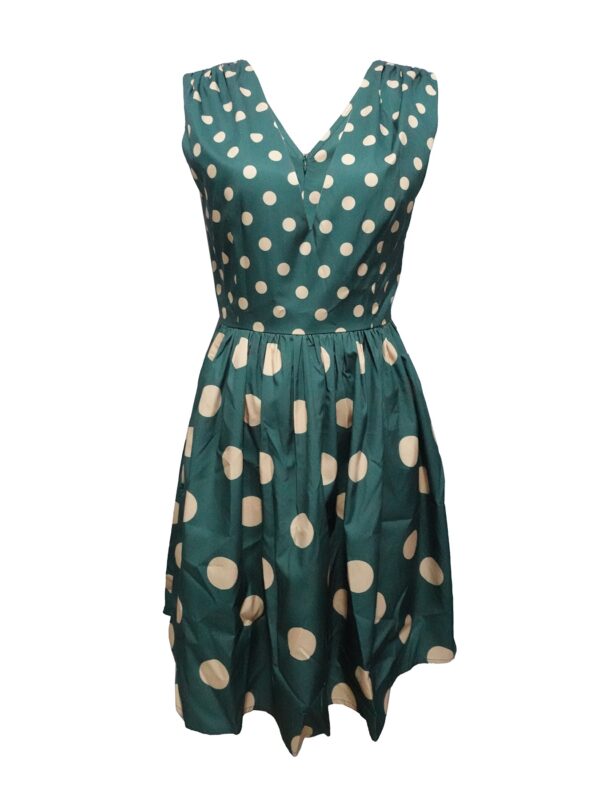 Ladies' V-neck Polka Dot Printed Fashionable Dress - Image 2