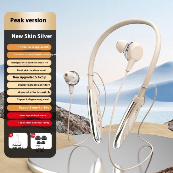 Neck Wireless Bluetooth-compatible Earphones 9D Stereo Surround Headphone Magnetic Sport Neckband Headset Neck-hanging Earbuds - Image 3