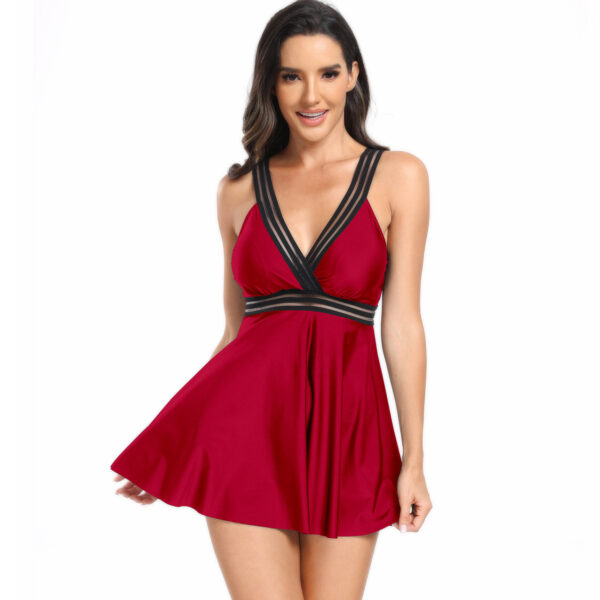 V-neck Printed Swimsuit Dress Summer Beach Vacation Bikini Fashion Womens Clothing - Image 8