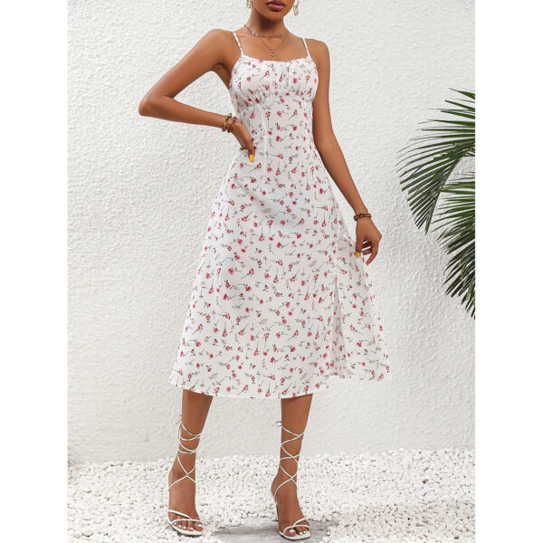 New Polka Dot Print Suspender Dress Summer Sexy Split Long Dresses For Womens Clothing - Image 5