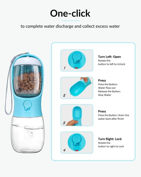 Ravel Puppy Water Bowl Dog Water Bottle With Food Container Portable Pet Dispenser Dog Stuff Accessories Items Puppy Essentials Necessities For Yorkie Chihuahua Cat Walking And Hiking - Image 3